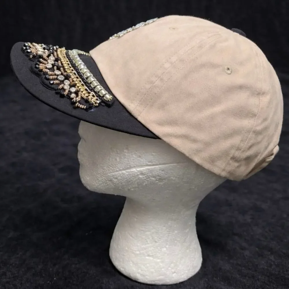 Tan & Black Crystal Hat